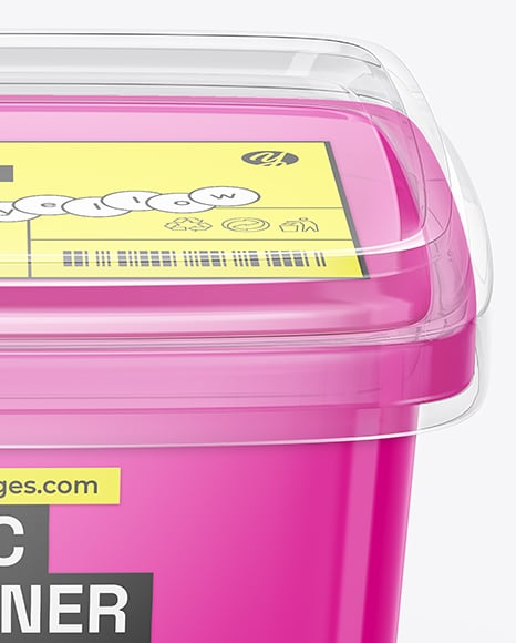 Plastic Food Container with Transparent Lid Mockup