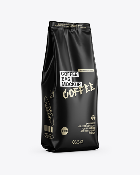 Matte Coffee Bag Mockup - Half Side view - Bag mockup