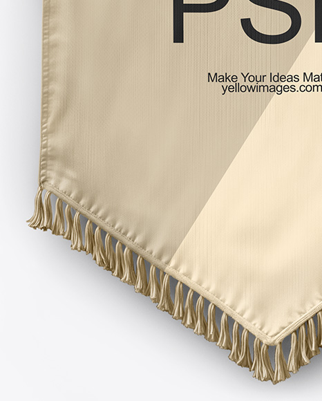 Vertical Flag With Wooden Pole Mockup