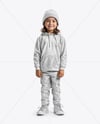 Boy Wearing a Hoodie and Beanie Hat Mockup