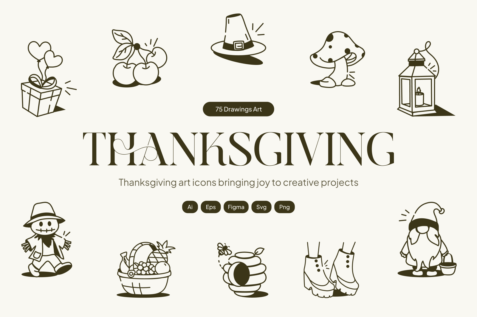 Thanksgiving Drawings Art Set