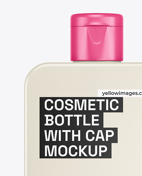 Square Cosmetic Bottle with Cap Mockup