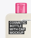 Square Cosmetic Bottle with Cap Mockup