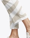 Pair of Suede Mules on Woman's Legs with Pants Mockup