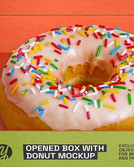 Opened Kraft Box w/ Donut Mockup