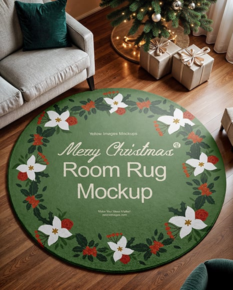 Christmas Round Mat Mockup
