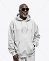 Elderly Black Man Wearing Hoodie and Sunglasses Mockup