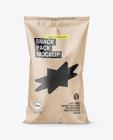 Large Kraft Paper Snack Bag Mockup - Mockups