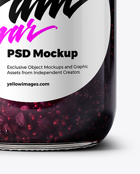 Clear Glass Jar with Black Grape Jam Mockup