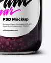 Clear Glass Jar with Black Grape Jam Mockup