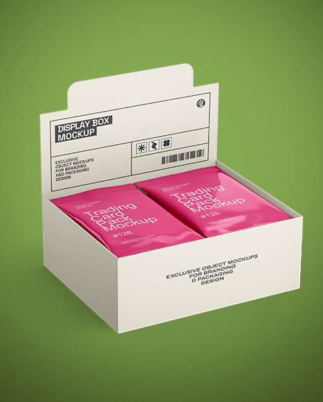 Box with Glossy Trading Card Packs Mockup