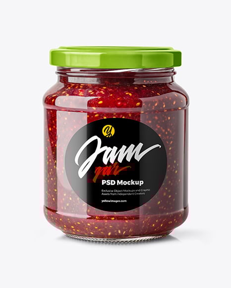 Glass Jar with Raspberry Jam Mockup - Frosted glass mockup