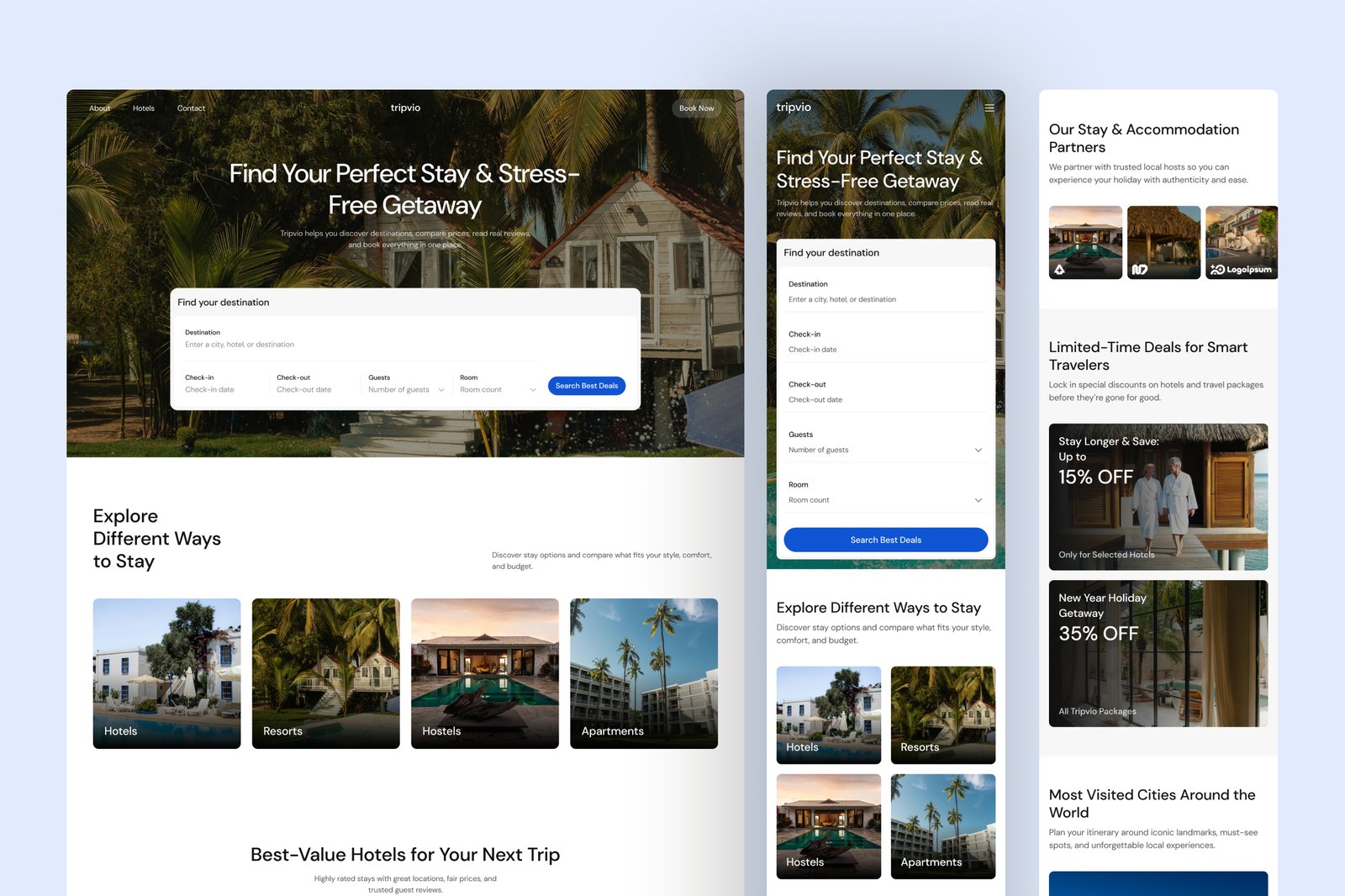 Tripvio – Hospitality Website UI Figma Template
