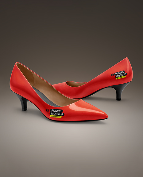 Pair of Kitten Heel Pumps Mockup