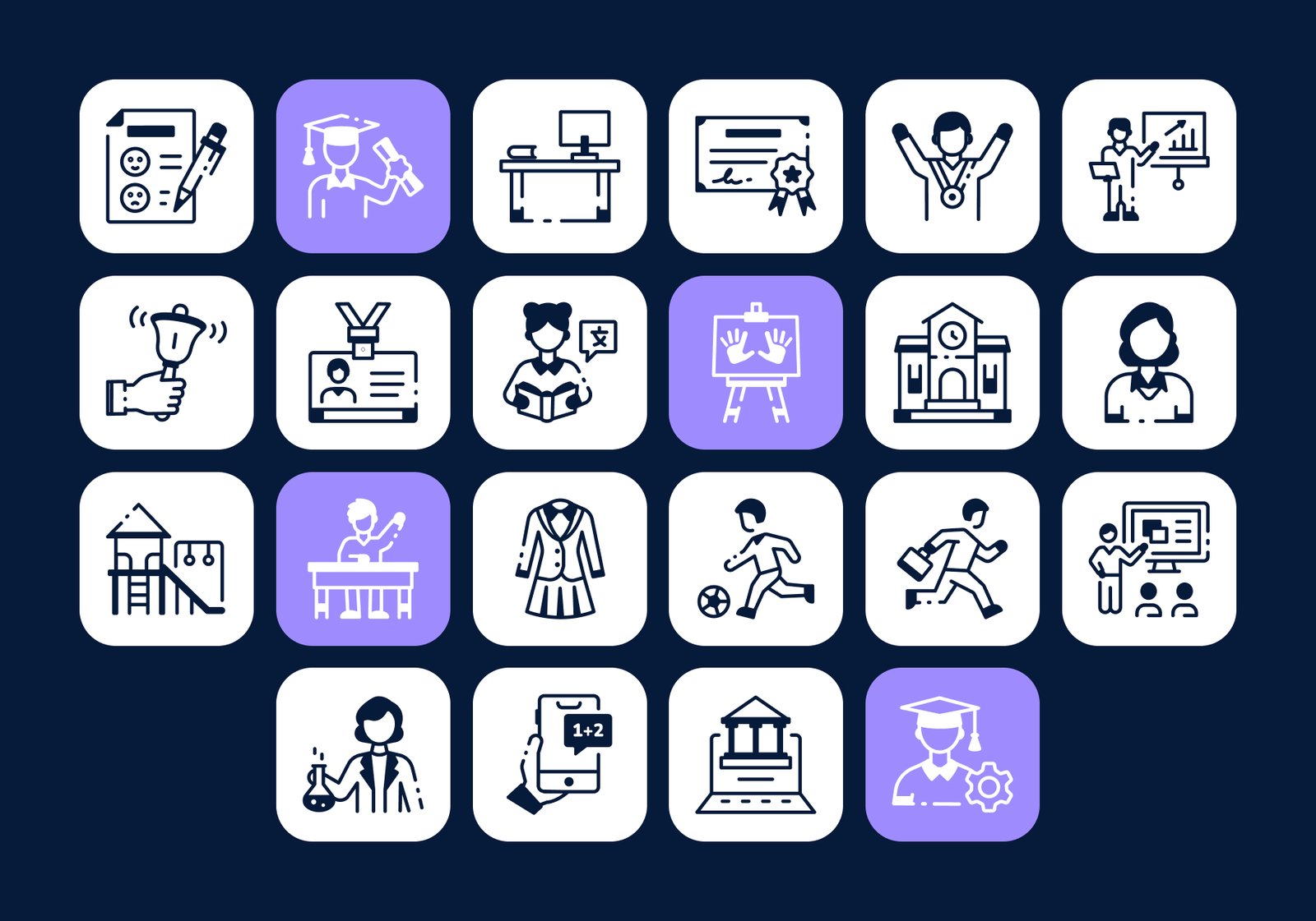 School Education Icons Set