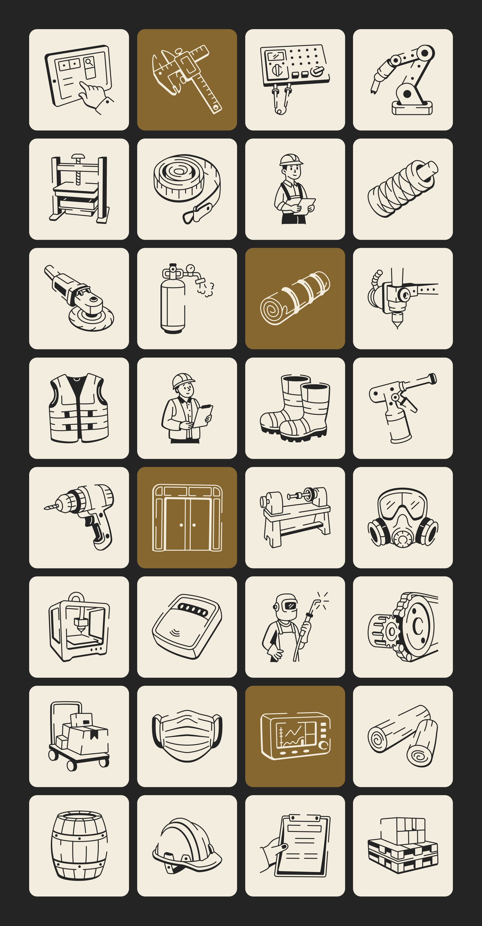 Manufacturing Doodle Icon Set