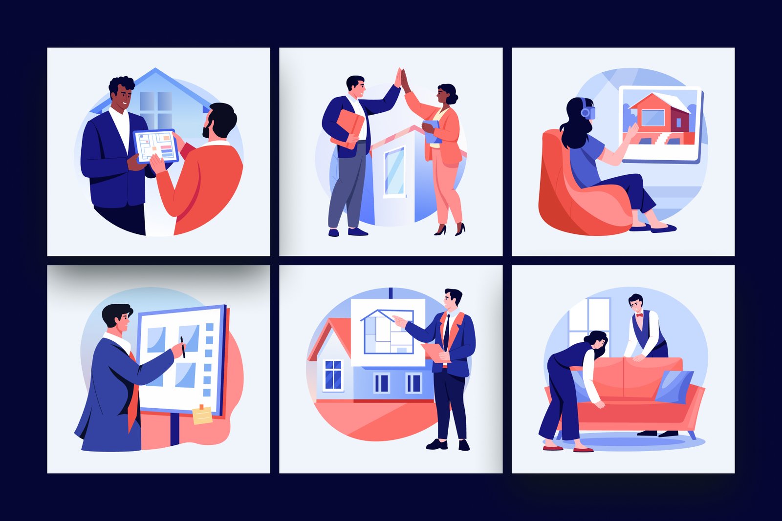 Real Estate Sale Illustration Art Set