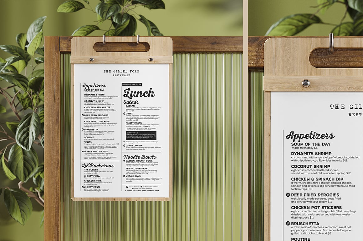 Wooden Board Menu Holder Mockup