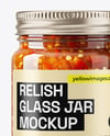 Clear Glass Jar with Sweet Relish Sauce Mockup
