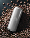 Drink Can on a Stack of Coffee Beans Mockup