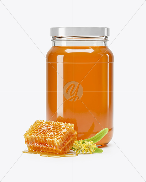 Glass Jar with Linden Honey Mockup