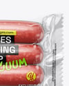 Clear Plastic Flow-Pack with Sausages in Kraft Paper Holder Mockup