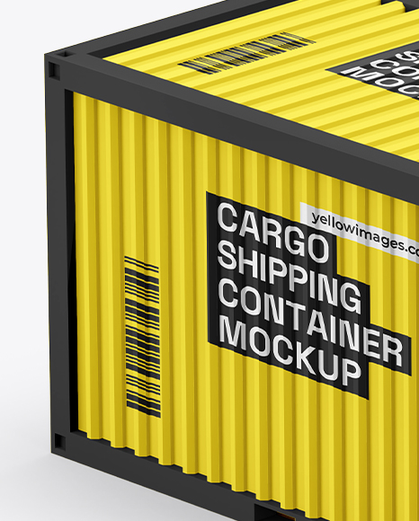 Cargo Shipping Container Mockup – Half Side View