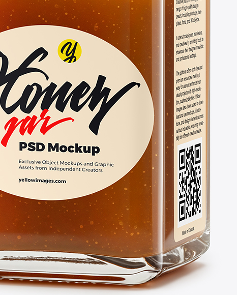 Square Glass Jar with Manuka Honey Mockup