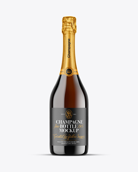 Amber Glass Champagne Bottle Mockup