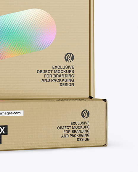 Two Kraft Paper Boxes Mockup