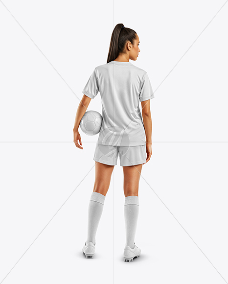 Female Soccer Player Wearing Jersey and Shorts Mockup