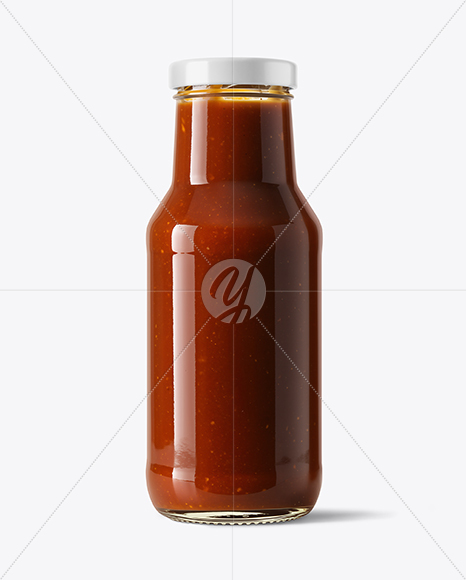 Glass Bottle with Barbecue Sauce Mockup