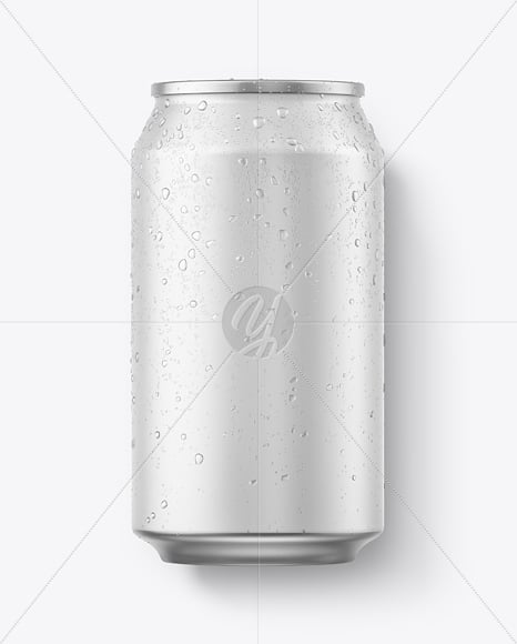 330ml Matte Drink Can with Drops Mockup