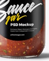 Clear Glass Jar with Salsa Sauce Mockup