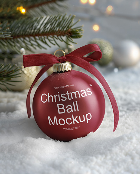 Matte Christmas Ball with Bow Mockup