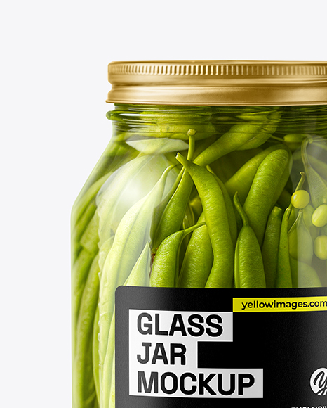Clear Glass Jar with Pickled Green Beans Mockup