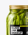 Clear Glass Jar with Pickled Green Beans Mockup