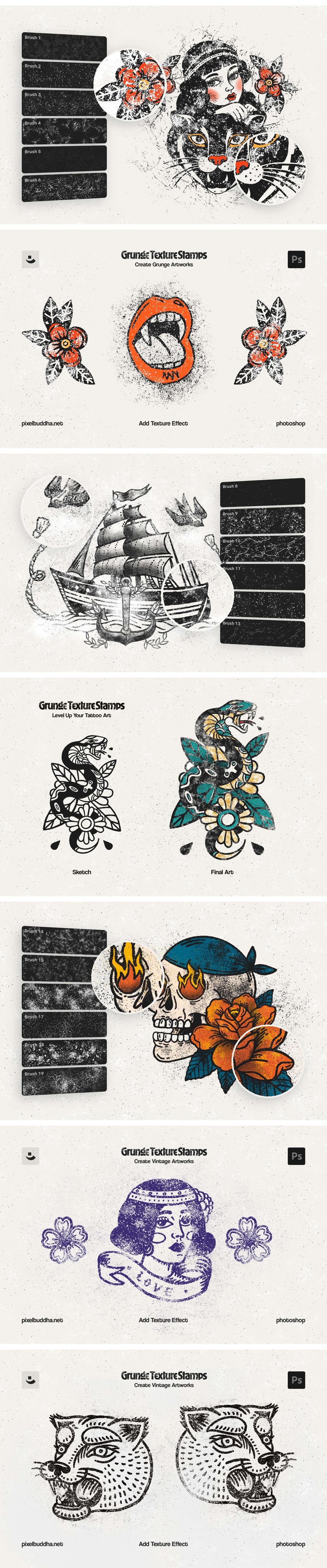 Grunge Stamp Photoshop Brushes
