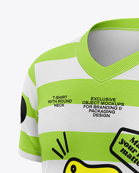 Kids V-Neck T-Shirt Mockup - Half Side View