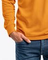 Man Wearing Long-Sleeve Polo Shirt and Jeans Mockup