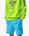 Young Man Wearing Hoodie and Short Mockup
