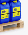 Wooden Pallet With Plastic Jerry Cans Mockup