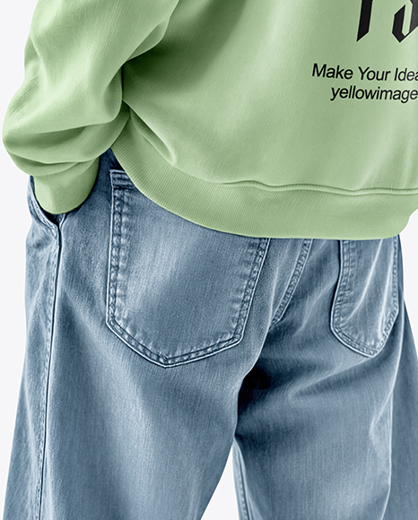 Man Wearing an Oversize Sweatshirt and Jeans Mockup