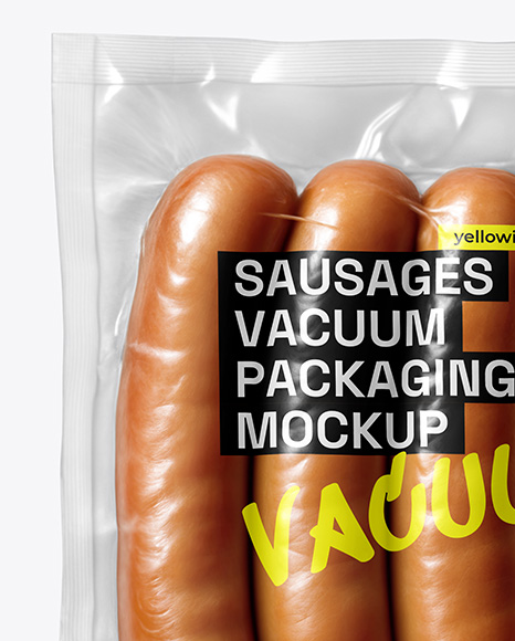 Clear Plastic Flow-Pack with Sausages Mockup
