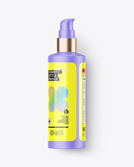 Matte Cosmetic Bottle with Pump Mockup