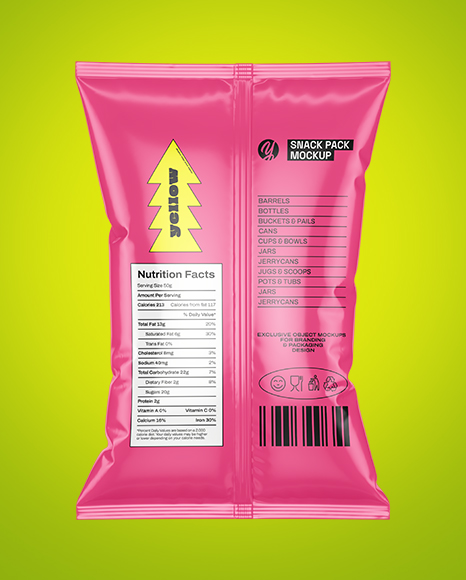 Glossy Snack Pack Mockup - Back View