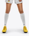 Female Soccer Player Wearing Jersey and Shorts Mockup