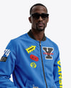 Black Man Wearing Bomber Jacket and Jeans Mockup