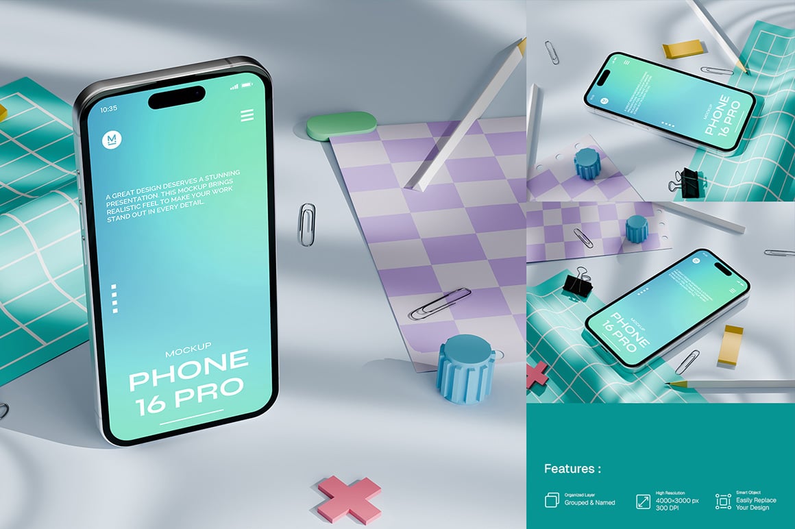 Stylish Phone 16 Pro Mockup