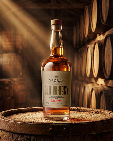 Clear Glass Whiskey Bottle Mockup